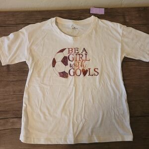 White Kids Soccer Graphic T-Shirt